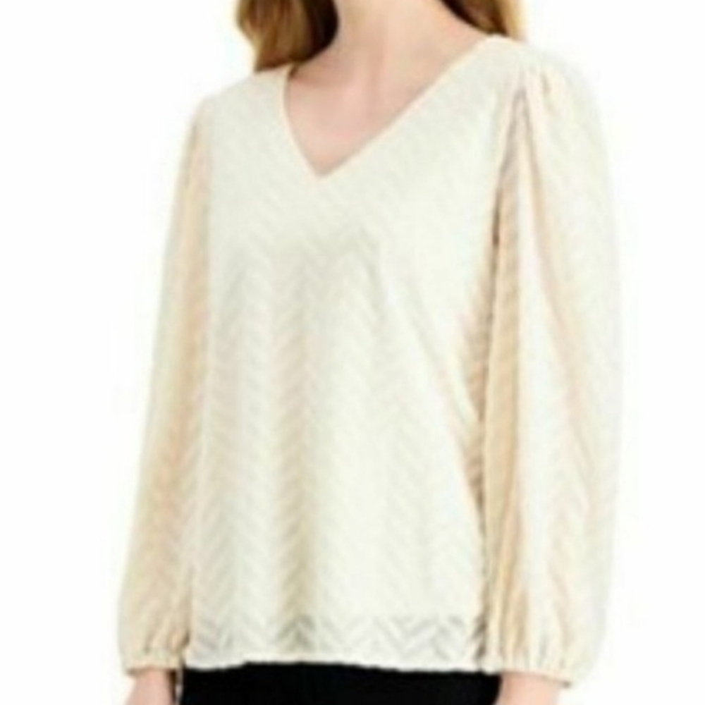 Alfani V-neck Long Sleeve Blouse Women's. Emerald Safari. Size Large. NWT $79